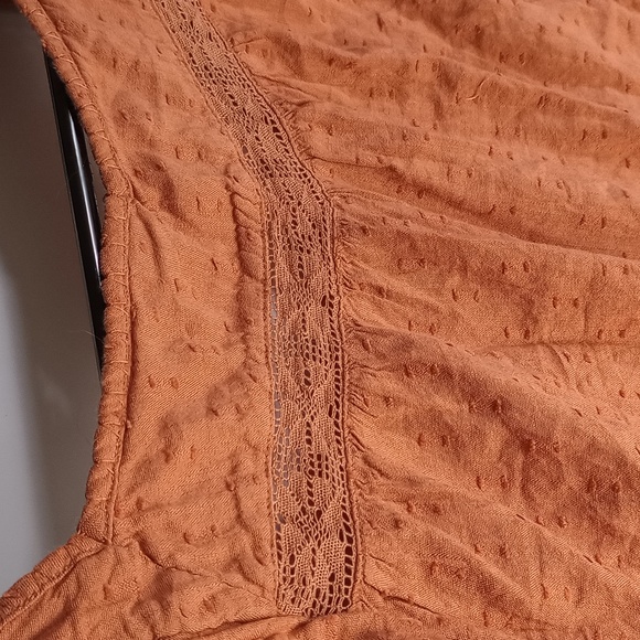 Old Navy Lacey Button Up Blouse Women ‘s Medium Orange Stitch - Picture 9 of 11